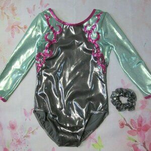 Leotard New Size SA Women's Balera Gymnastics Metallic Gray Green Dance Costume